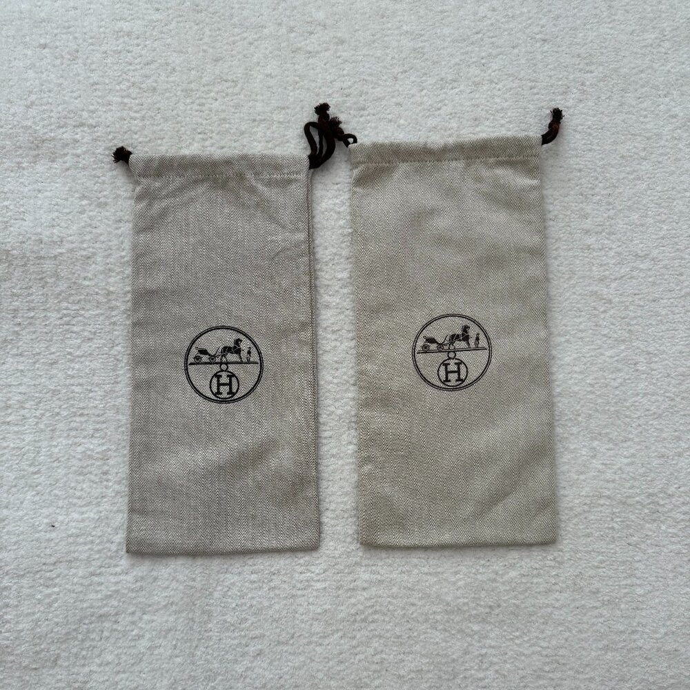 Hermès Beige Canvas Dust Bags – 13.5” x 6.5” – Set of 2 Authentic Luxury Storage